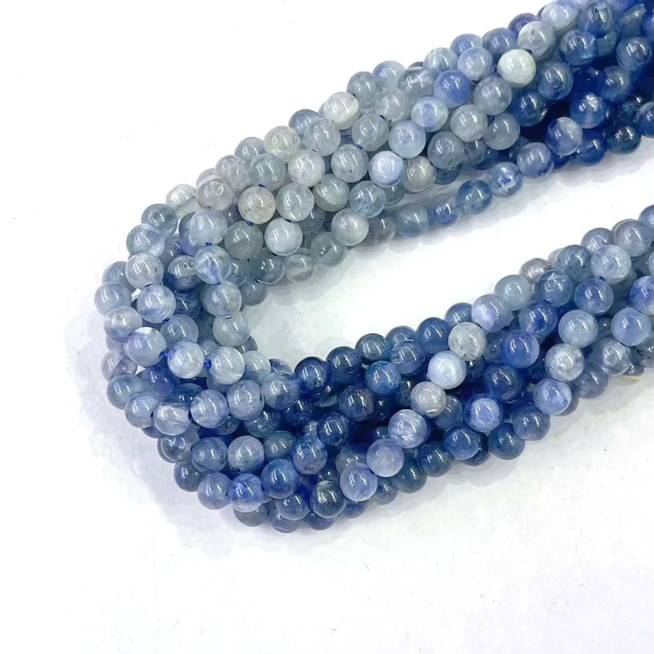 

4MM Natural Kyanite Round Beads High Grade Loose Blue-White Gradient Cyanite Stone Accessories For DIY Bracelet Necklace Jewelry