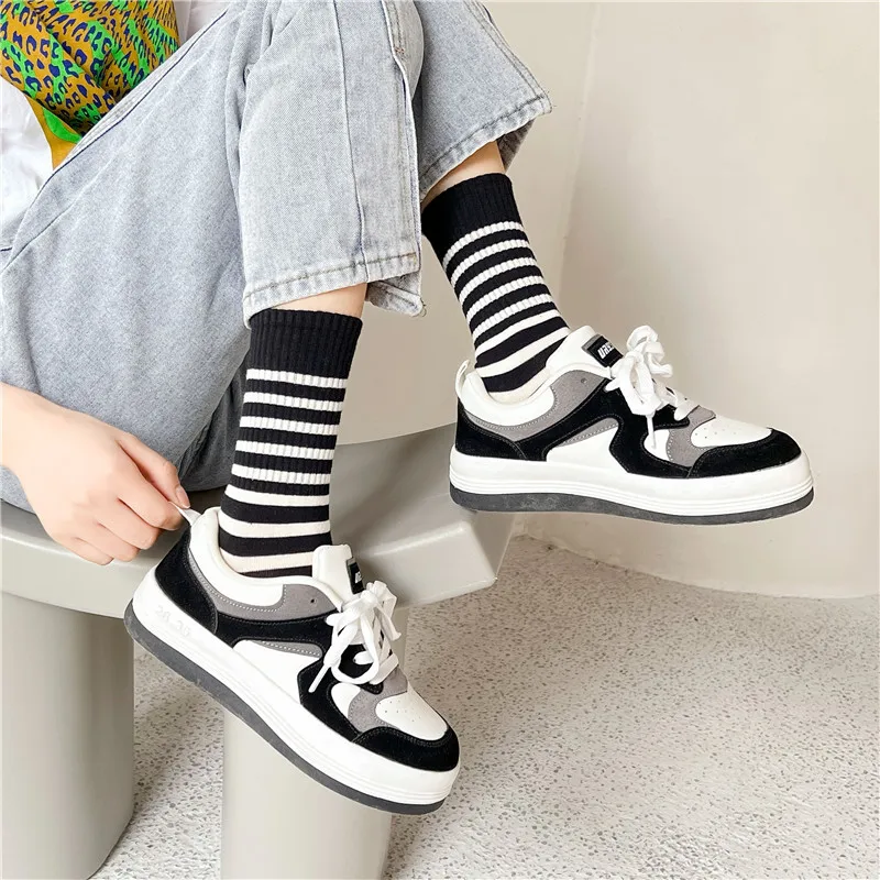 

Retro Striped Socks Children's Women Medium Tube Socks Autumn Winter Cotton Stockings Korean Stockings Japanese Harajuku Sock
