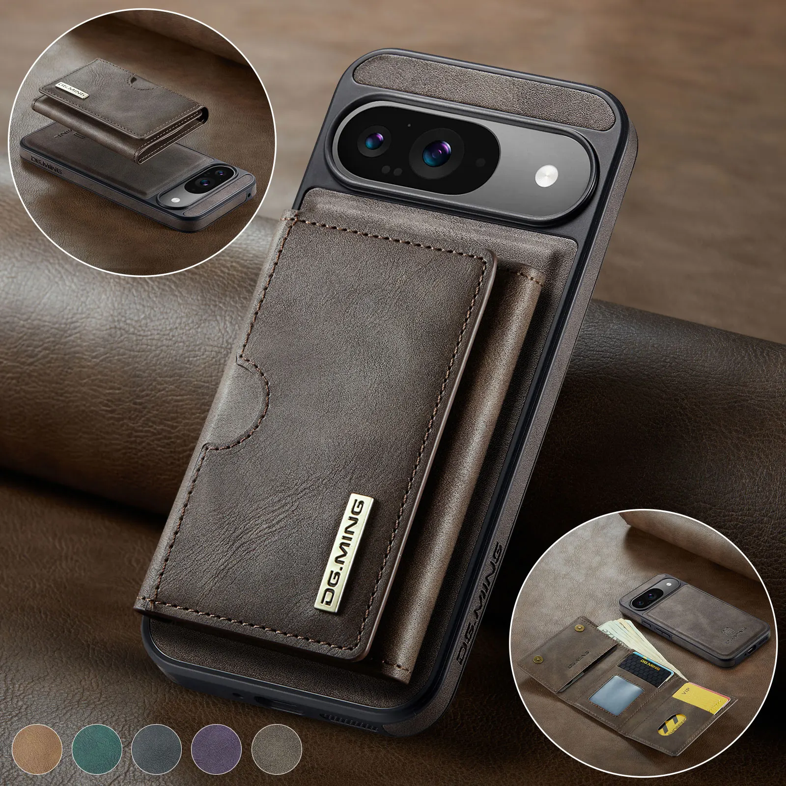Premium RFID-Blocking Leather Wallet Case - 2-in-1 Detachable Magnetic Cover