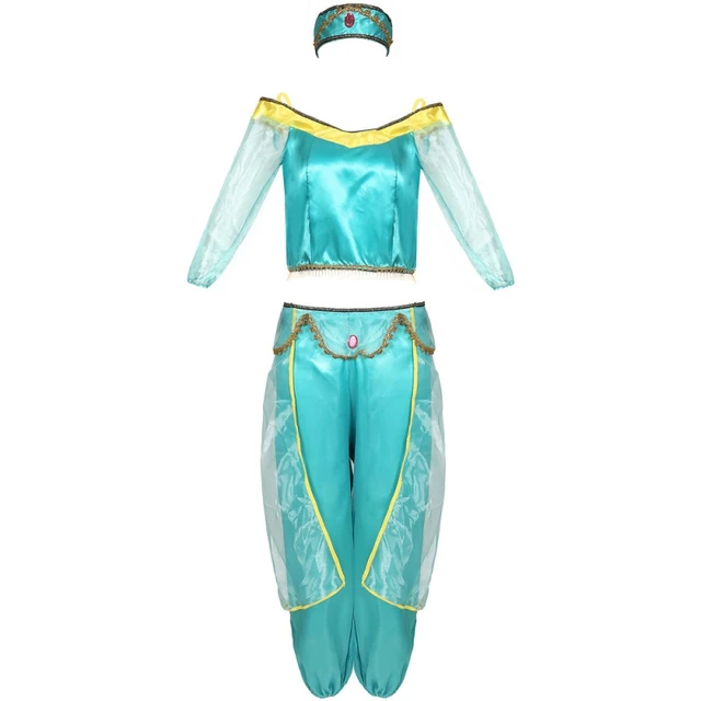 Disney Officiel Déguisement Jasmine Fille Aladdin Deluxe, Déguisement  Halloween Fille