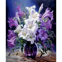 Elegant Floral Landscape Acrylic Art Set - Hand - Painted Wall Decor Gift Package - 60x75cm diy frame (Brown)