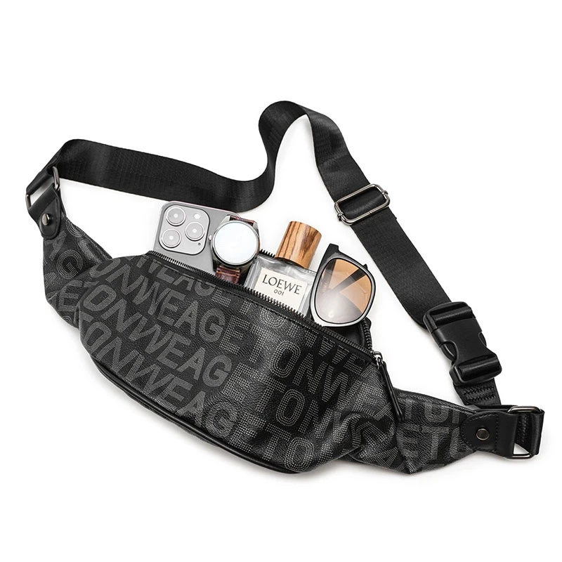2024 New Letter Printed Chest Bag Waist Bag Fashion Men's Crossbody Bag Commuter Bag Outdoor Sports Shoulder Bag