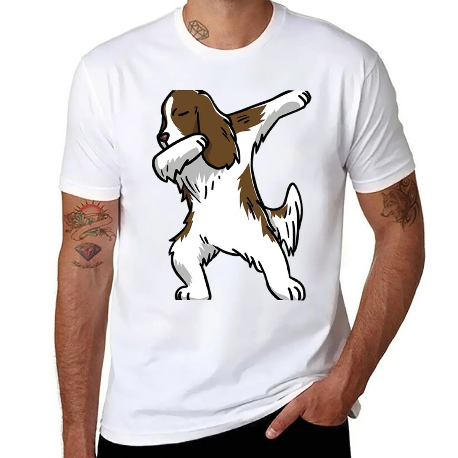

New Funny Dabbing English Springer Spaniel dog Dab Dance T-Shirt shirts graphic tees t shirt man mens clothing
