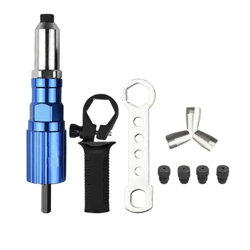 Electric Rivet Gun Drill Adapter 2.4mm-4.8mm Rivet Nut Gun Drill Adapter Cordless Riveting Tool Insert Nut Pull Hand Tools