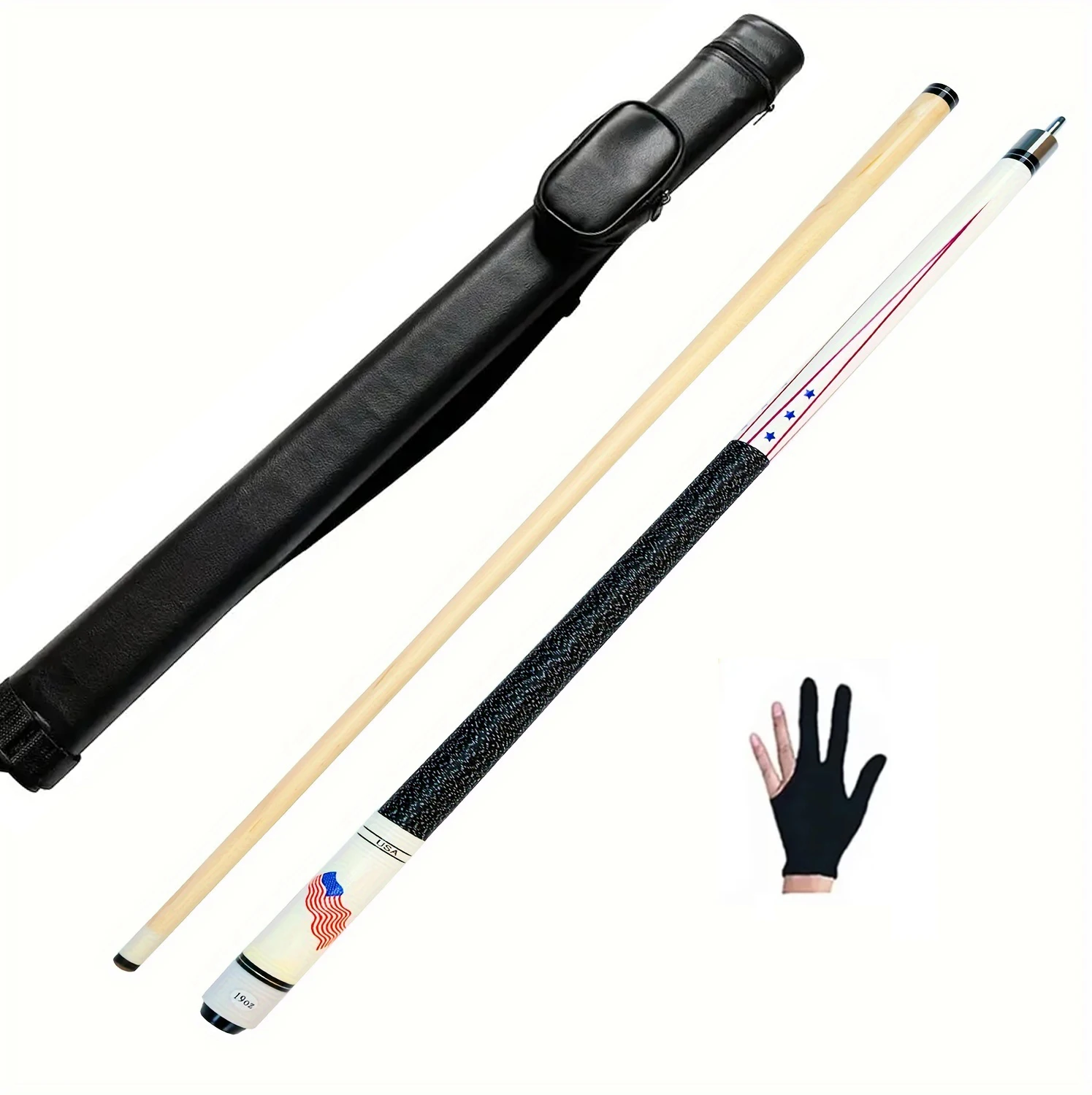13mm 팁과 미국 국기 디자인을 갖춘 고품질 메이플 풀 큐는 나인 볼 및 카롬 당구에 적합합니다.