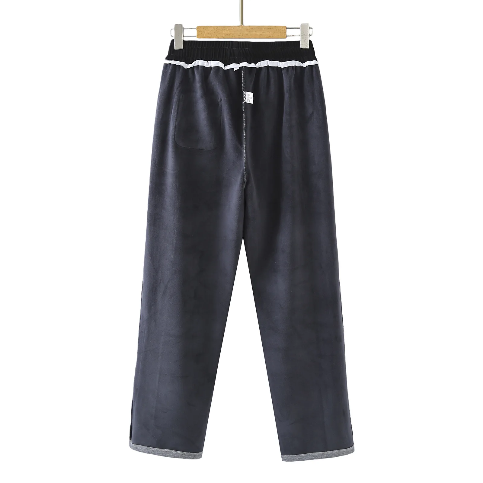 XXXXL Fashion Plus Size Women's Straight Leg Pants Casual color-blocking Waist Fleece Thickened Trousers For Autumn And Winter