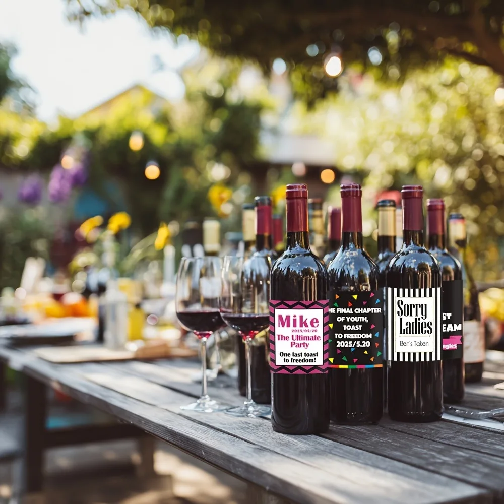 맞춤형 8개 와인병 기념 스티커 개인 이름 날짜 발렌타인데이 파티 선물 병 라벨