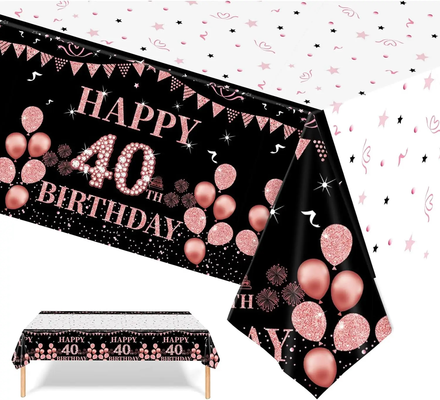 Description Picture 6 of item8 Guests Purple Pink Disposable Tableware 40 Year Old Plates Cups Queen Women Happy 40th Birthday Party Supplies
