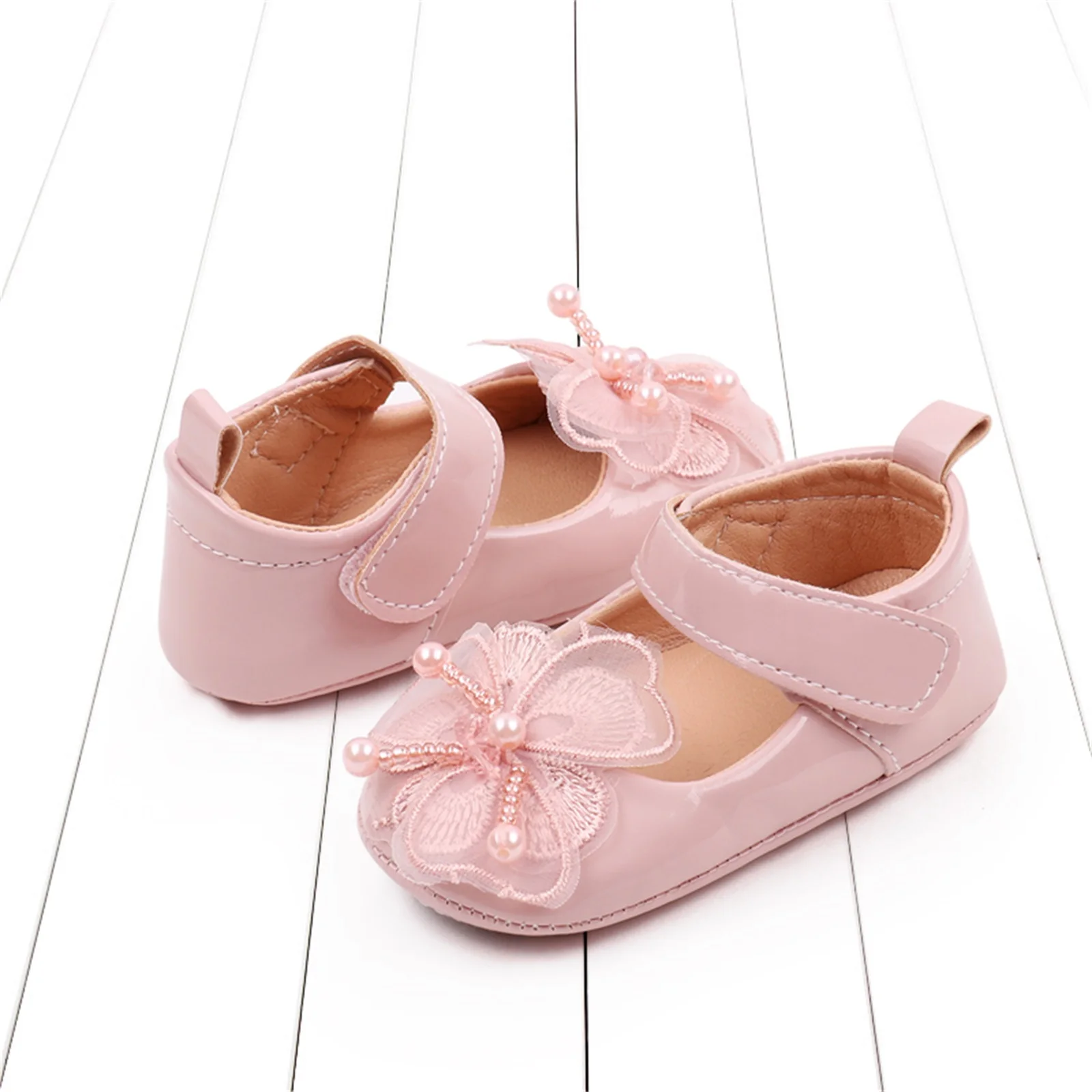 Baby Girls Princess Shoes Soft PU Leather Flower Non-slip First Walker Shoes Toddler Shoes