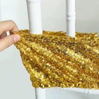 10pcs Stretchy Sequin Chair Sashes Sparkly Gold Sash Band for Banquet Wedding Party Home Outdoor Chair Cover Sash Decorations 2