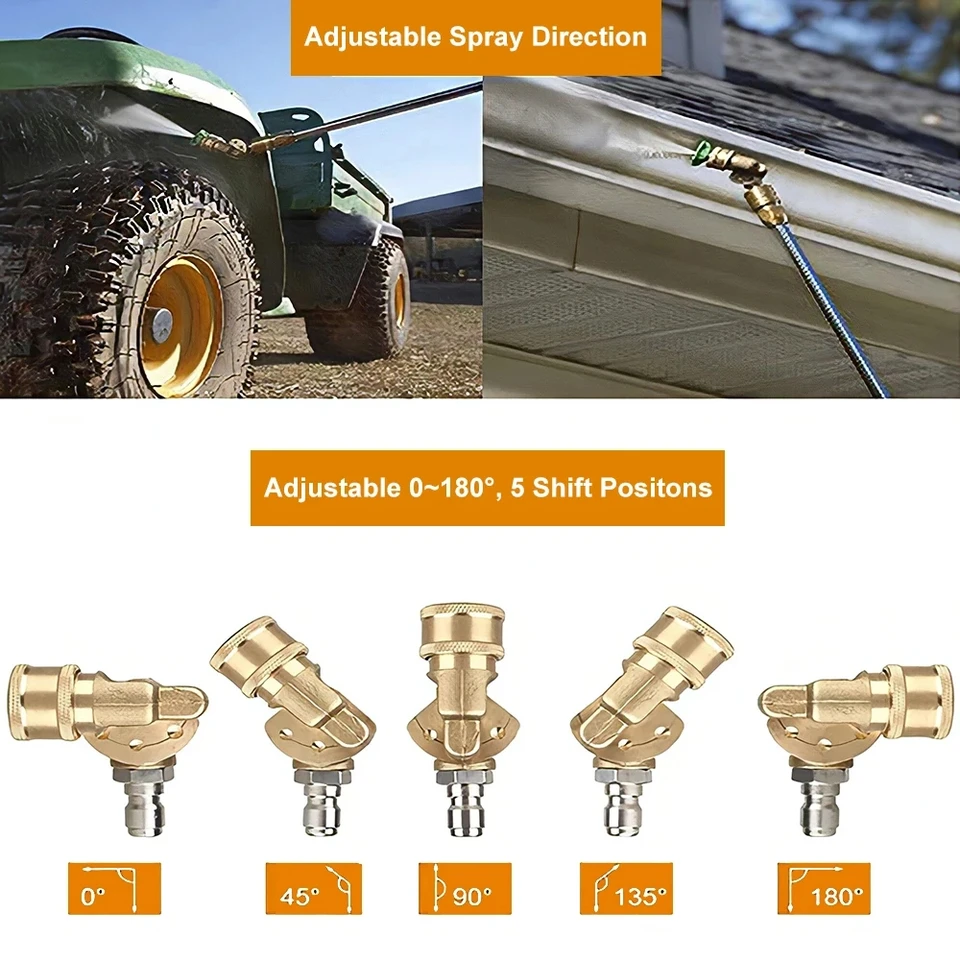 Qooltek Pistola Idropulitrice Alta Pressione – 5 Ugelli (0°-65°), 4000 PSI, Attacco Rapido 1/4 E M22-14 | Compatibile Karcher, Per Auto E Superfici Esterne