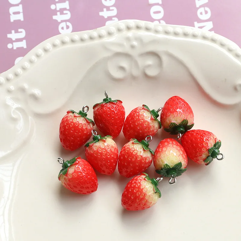 

Sweet Fruit Strawberry Simulation Three-dimensional Pendant DIY Handmade Jewelry Earrings Keychain Bag Pendant Material