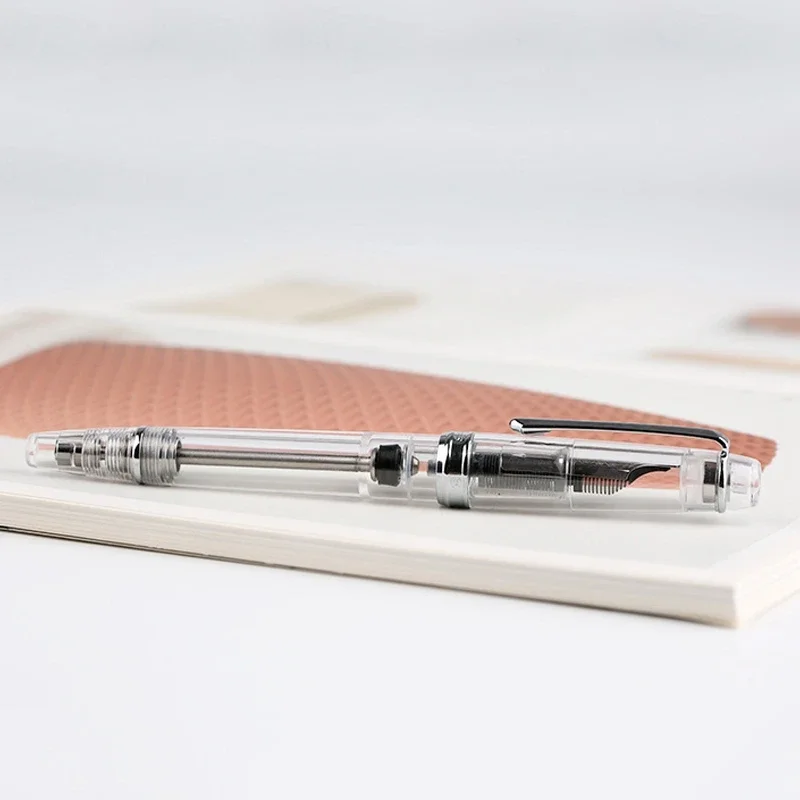 PENBBS 268 Vacuum Filling Fountain pens Fully Transparent MOONMAN Pen Resin Iridium F M Nibs Writing Gift Pen Office Supplies 5