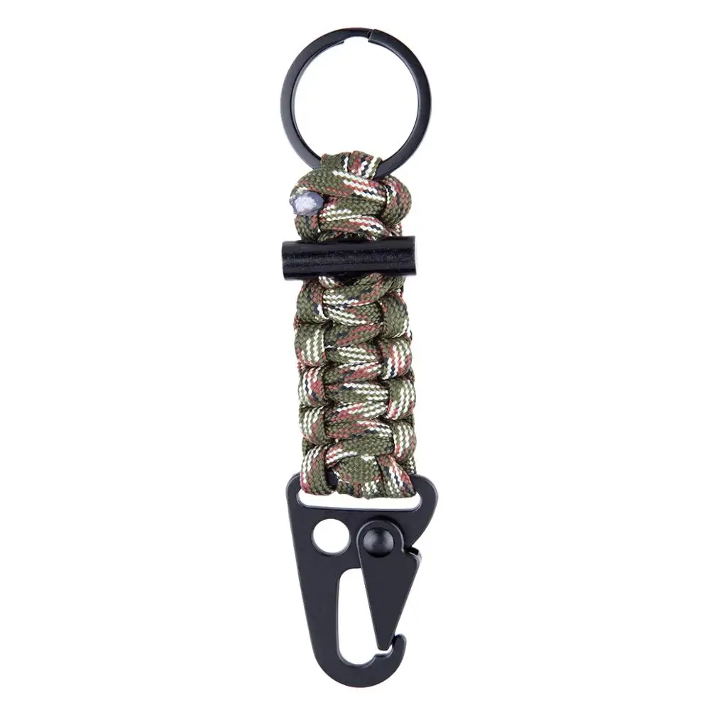 

Outdoor Survival Paracord Carabiner Keychains Lanyard Military Emergency Parachute Cord Key Rings for Men 5 inches