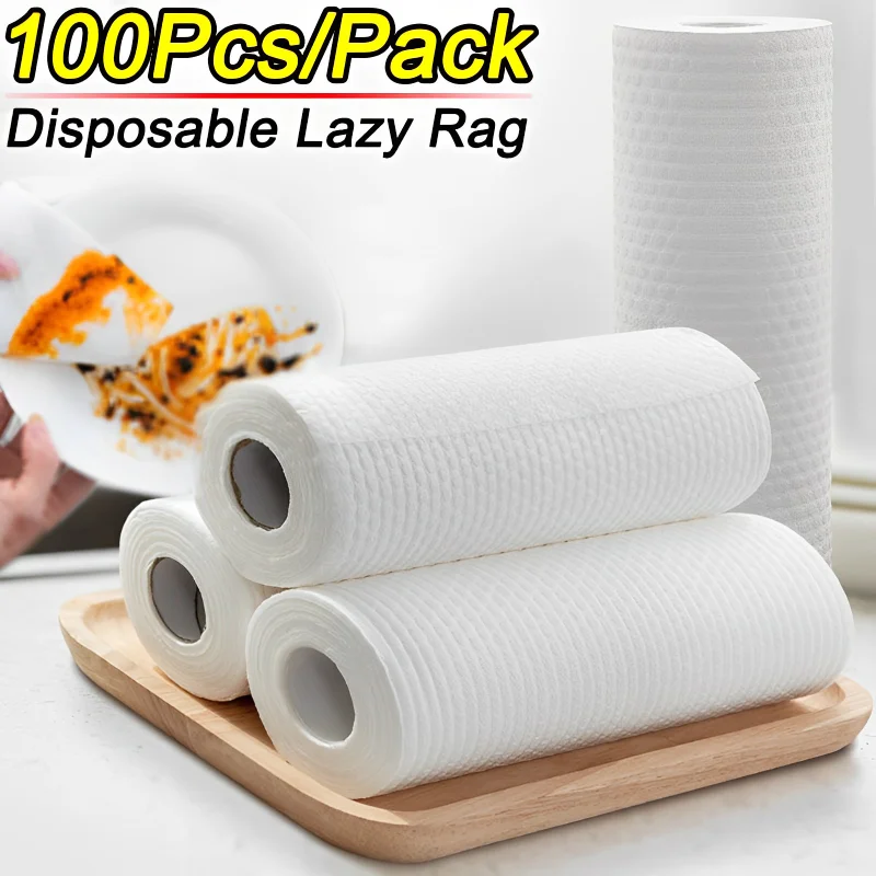 100/50PCS Disposable Lazy Rags Bamboo Towels Wet And Dry For Kitchen  Dishcloths Hand Towel Rolls Dishwashing Cloth Cleaning Rags - AliExpress