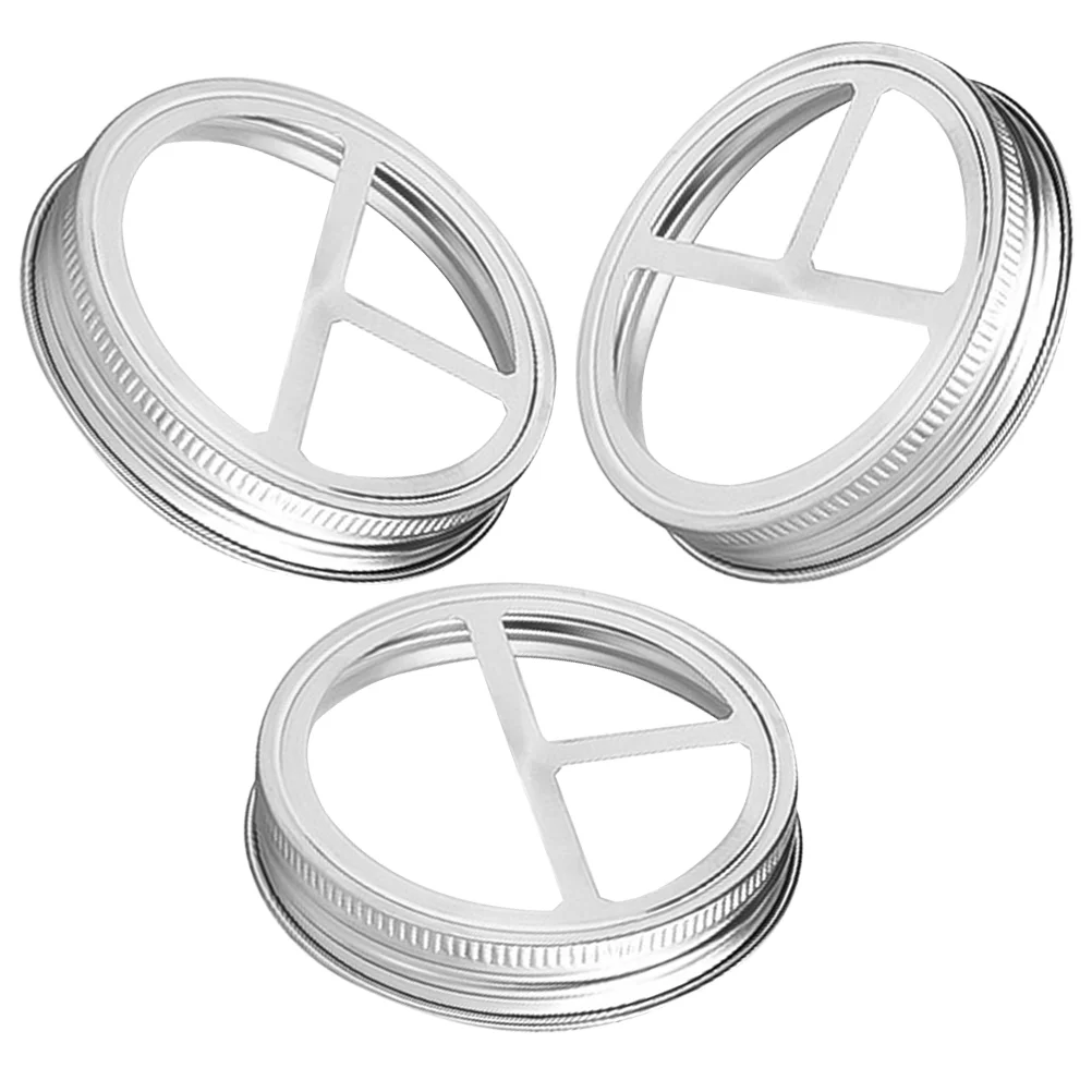 

3 Pcs Stainless Steel Toothbrush Cover Wide Mason Jar Lid Lids Split-type Simple Bottle Holder