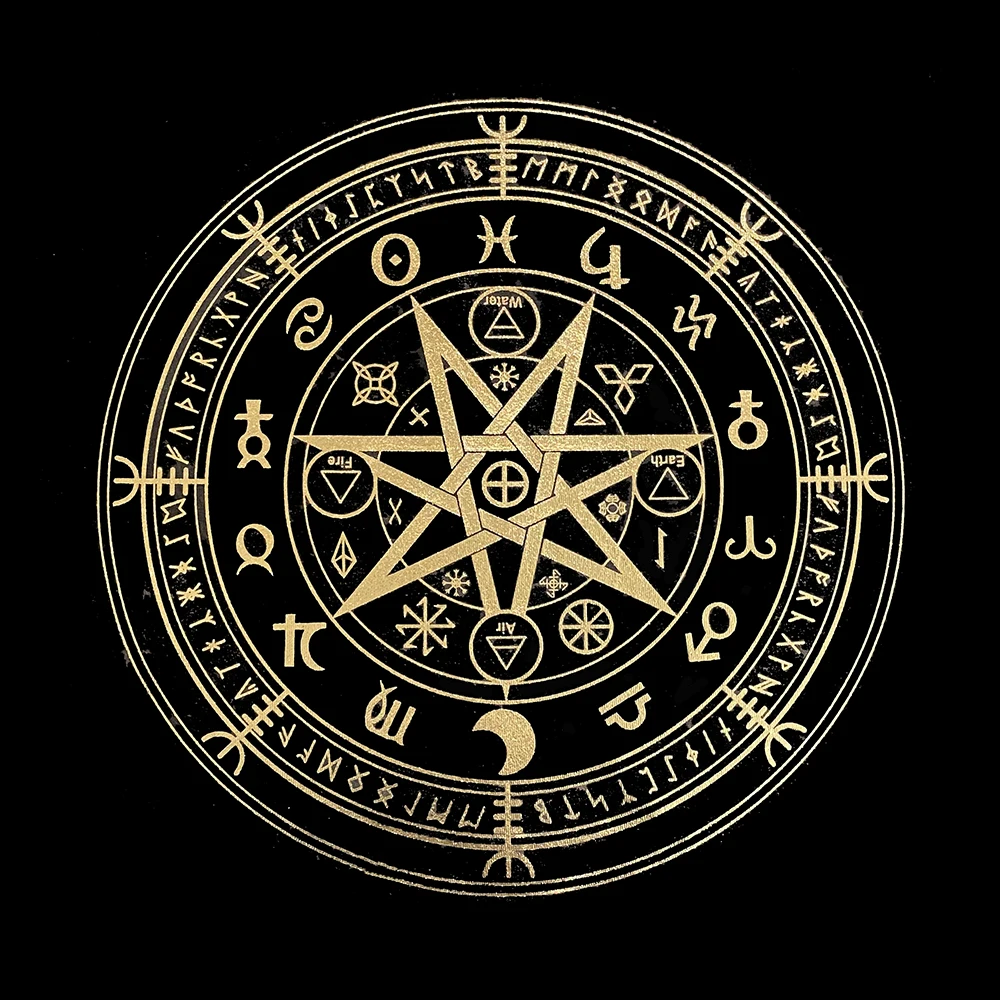 Black Tablecloths Tarot Clot Card Divination Halloween Tablecloth Black gold Fashion Decoration Alchemical Sigil Altar Astrology 2