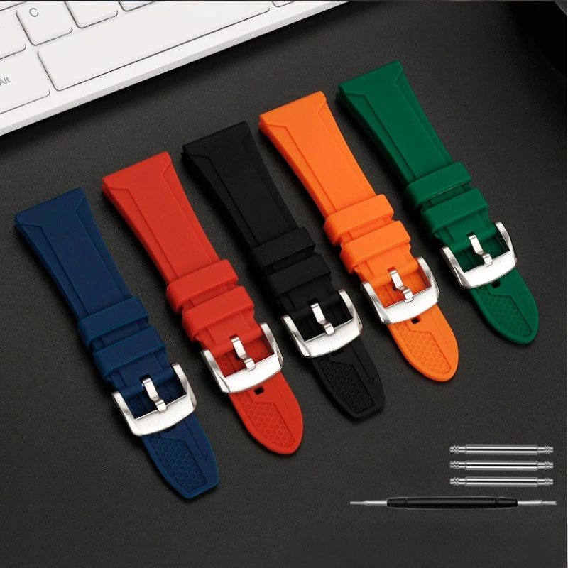 24 26Mm Cinturino In Silicone Da Uomo Per Fossil Panerai Diesel Dz4318 7395 4323 Cinturino In Gomma Morbida Impermeabile Bracciale Rosso Blu