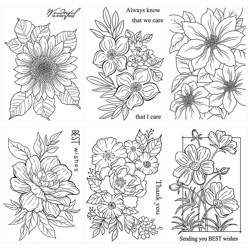 Vintage Flower Series Clear Silicone Stamps Journal Handbook Scrapbook Album Labels DIY Collage Aesthetic Craft Rubber Stamps clear stamps,clear rubber stamps