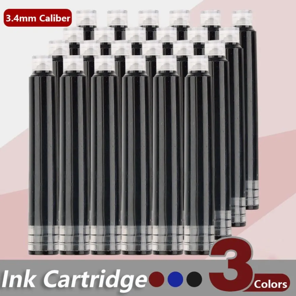 10개/세트 3.4mm 구경 잉크 카트리지 플라스틱 소재 심플 디자인 만년필 리필 블루/레드/블랙 펜 잉크 선물