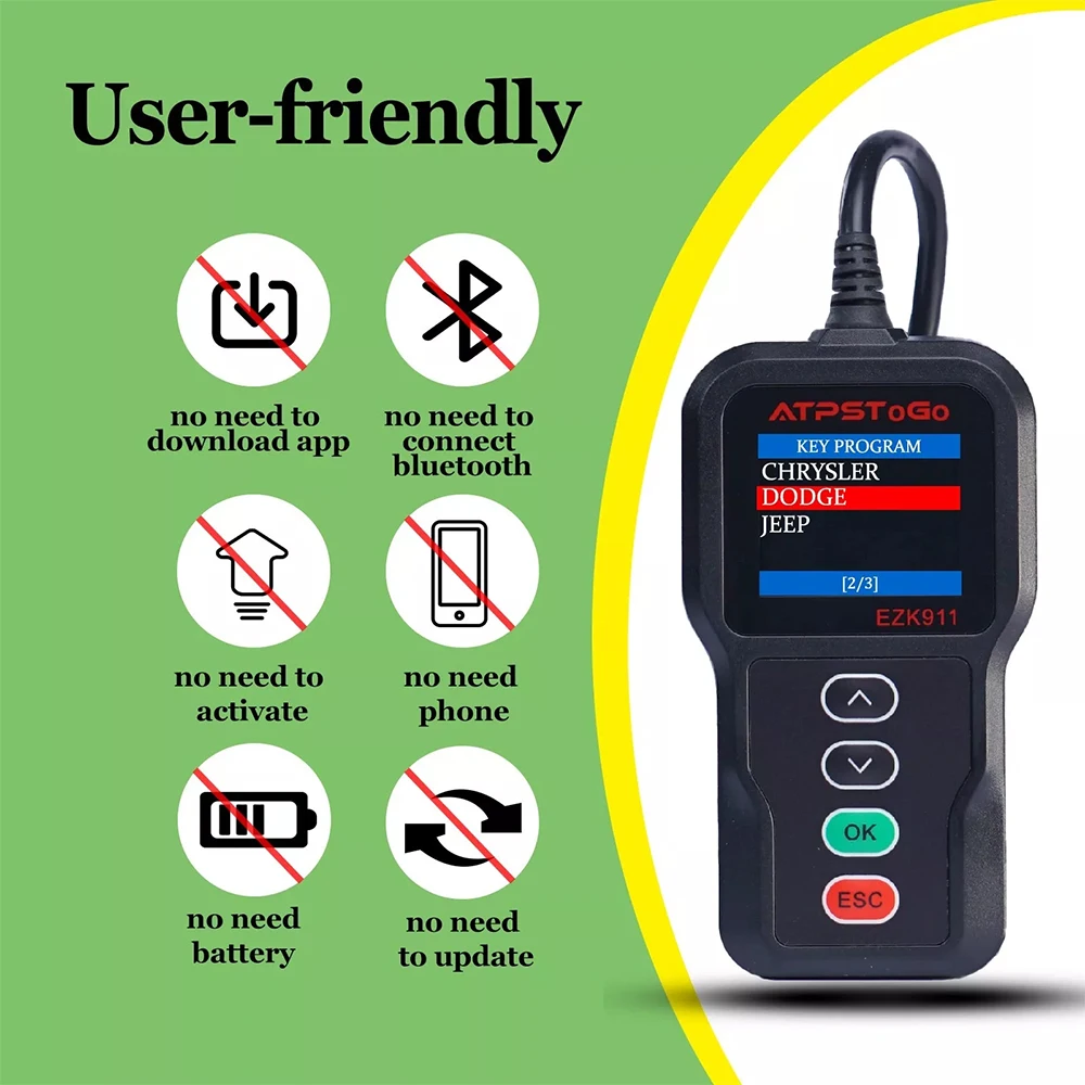 ATPSTOGO 2 pcs New Key fob And Programmer tool for 2005-2015 Dodge Charger Challenger Journey Paogramming key fob
