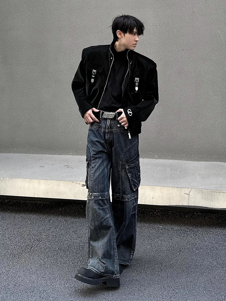 REDDACHiC Heavy Industry Deconstructed Men Cargo Pants Studded Pocket Patchwork Vintage Wash Y2k Baggy Jeans Hip Hop Streetwear 3