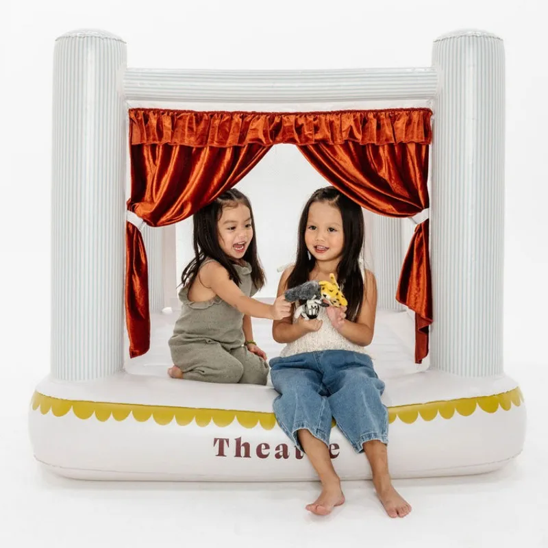 Mini City Bounce House Inflatable PVC Toy Children Castle Red Curtains 1-6 Years Old Birthday Gift