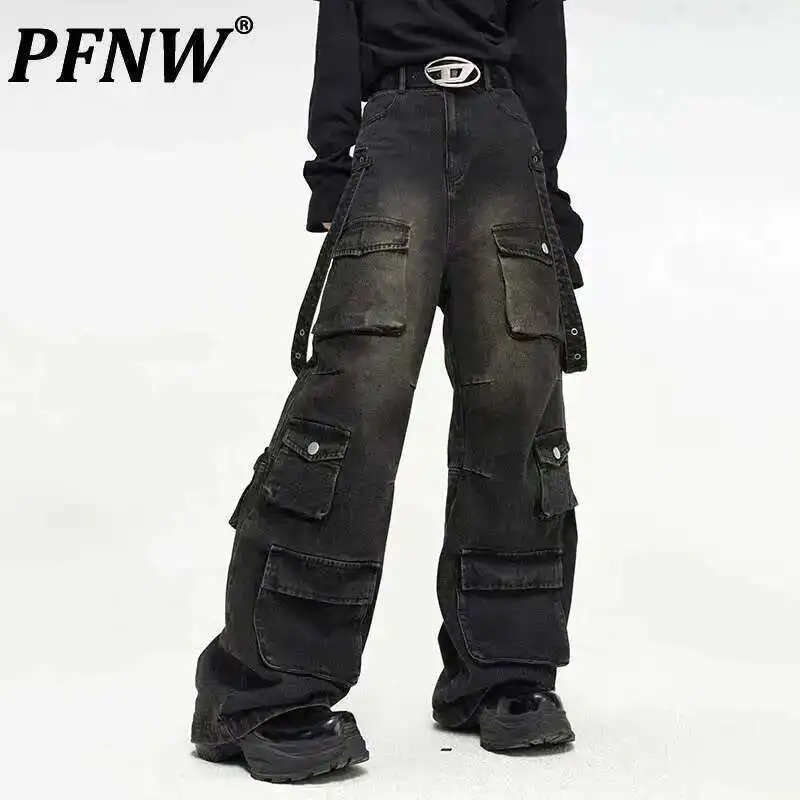 PFNW Spring Men's American High Street Multi Pocket Wide Leg