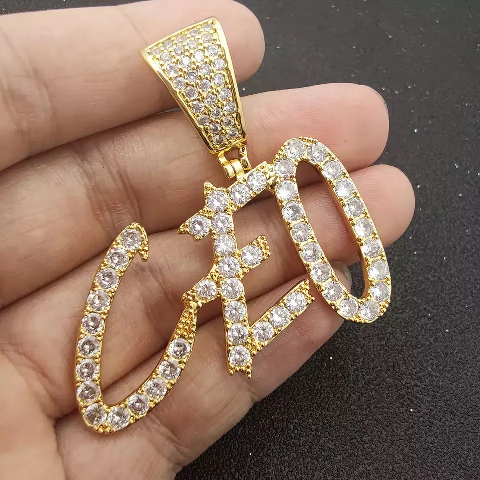 Hip Hop New Style Personalize Custom Iced Out Diamond Gold Plated Letter Pendant Necklace Free Custom Logo Name Luxury Pendant
