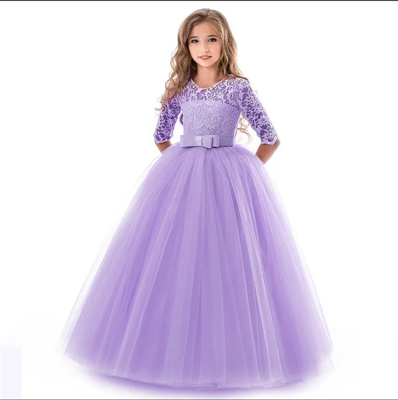 Teenage Girls Dress Summer Children's Clothing Party Elegant Princess Long Tulle Baby Girls Kids Lace Wedding Ceremony Dresses girls dress princess costume