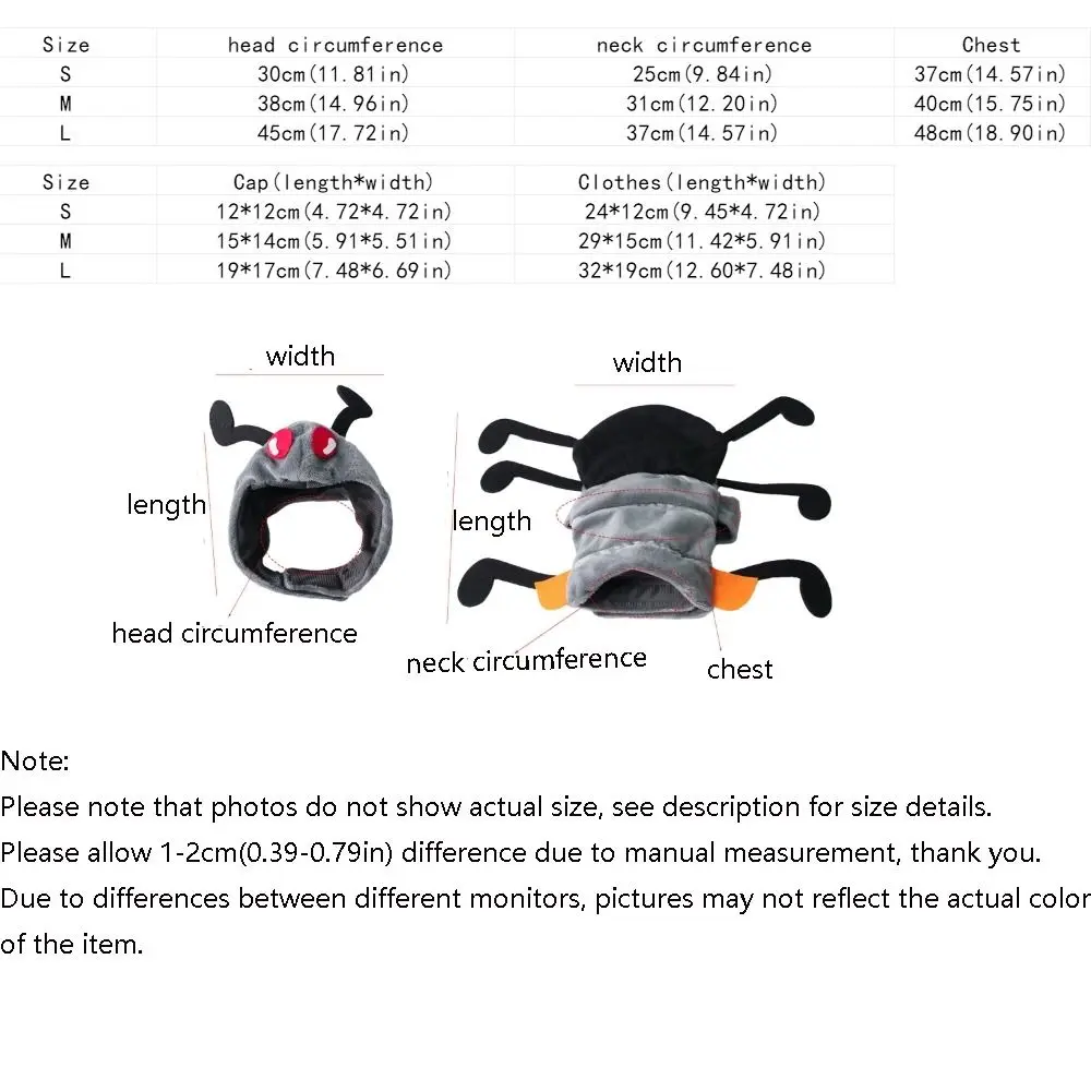Funny Simulation Ant Costume Ant Shaped Adjustable Dog Transformation Costume Warm with Cap Pet Ant Headgear Cosplay Events