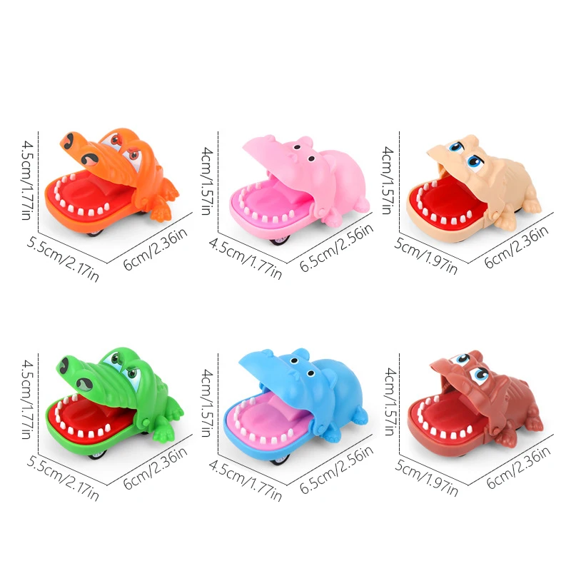 Biting Hand Crocodile Mouth Pull-back Car Toy Cartoon Hippo Dog Animal Pull Back Toy Car Press Teeth Bite Fingers Tricky
