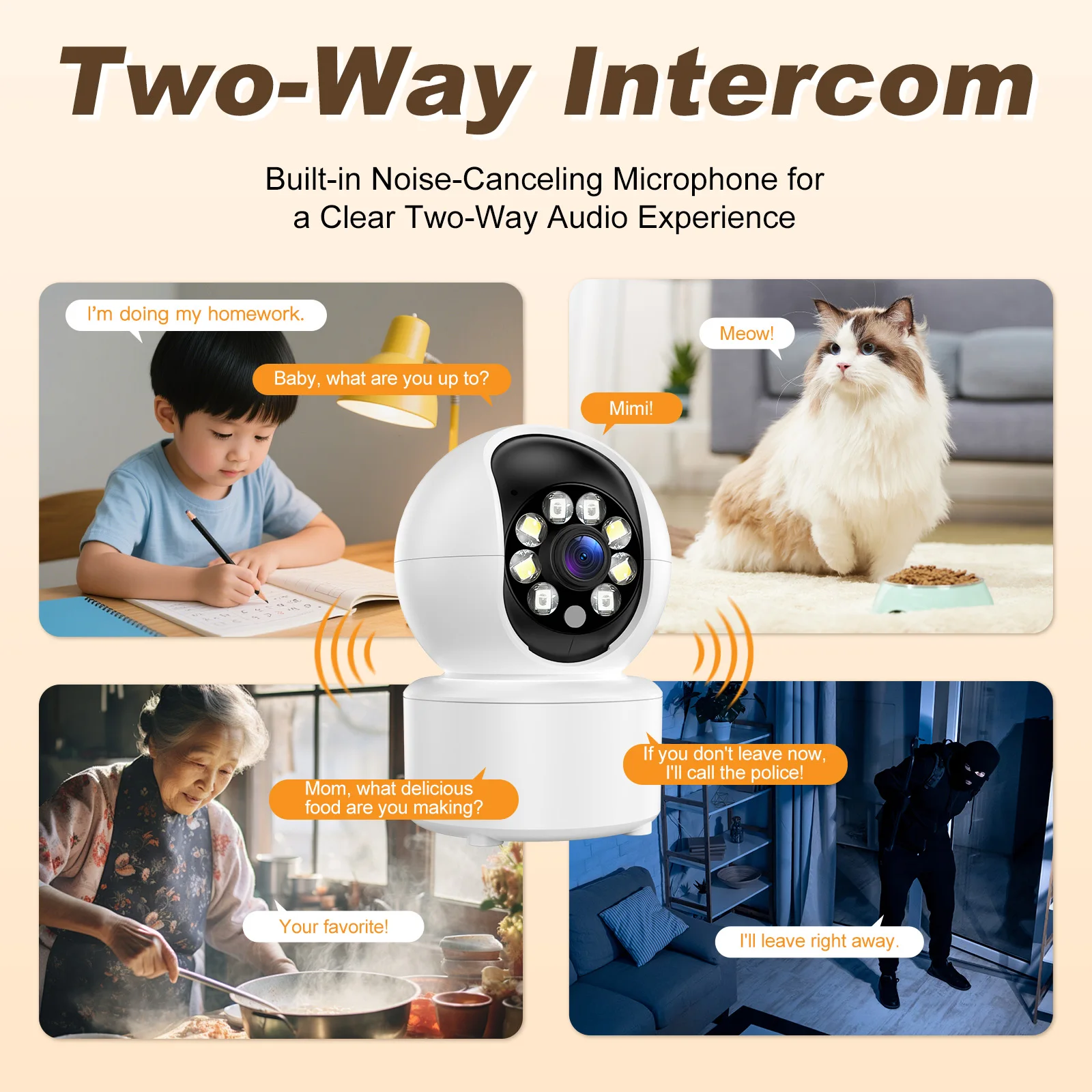 8MP 4K WiFi Security Indoor Camera 10X Digital Zoom Pan Tilt IP Camera Ai Automatic Tracking Night Vision Intercom Security 4