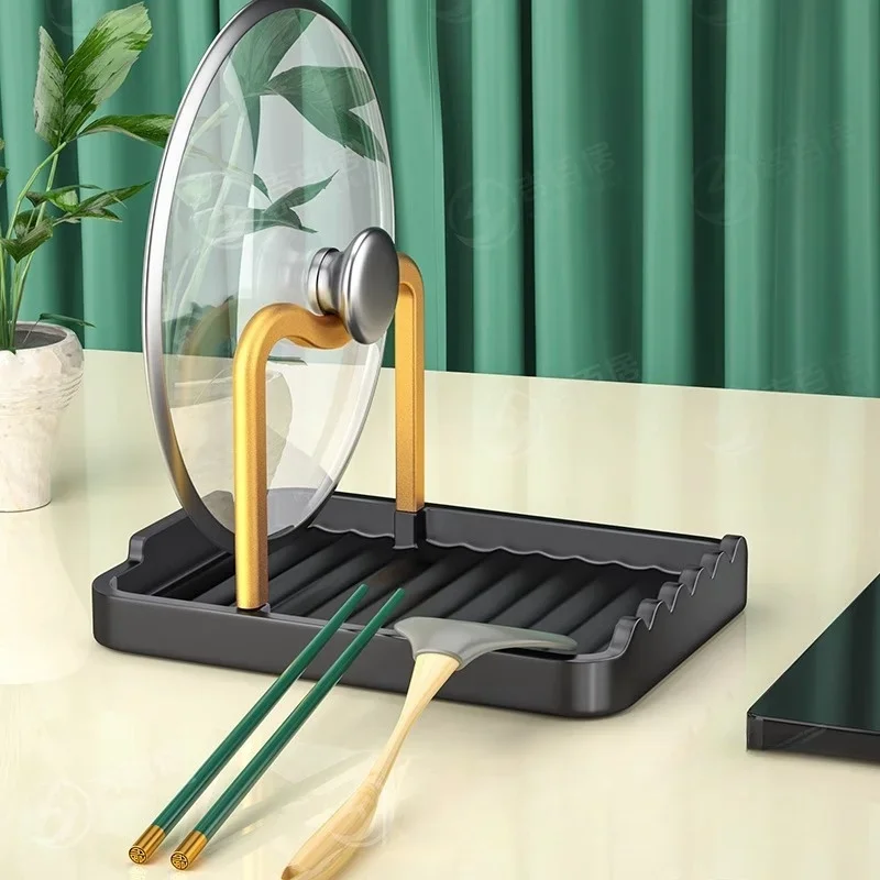 Floor Standing Pan Pot Lid Holder Stand Rack Spoon Rest Pot Lid Spatula Soup Spoon Storage Shelf Pot Lid Rack Kitchen Storage 6