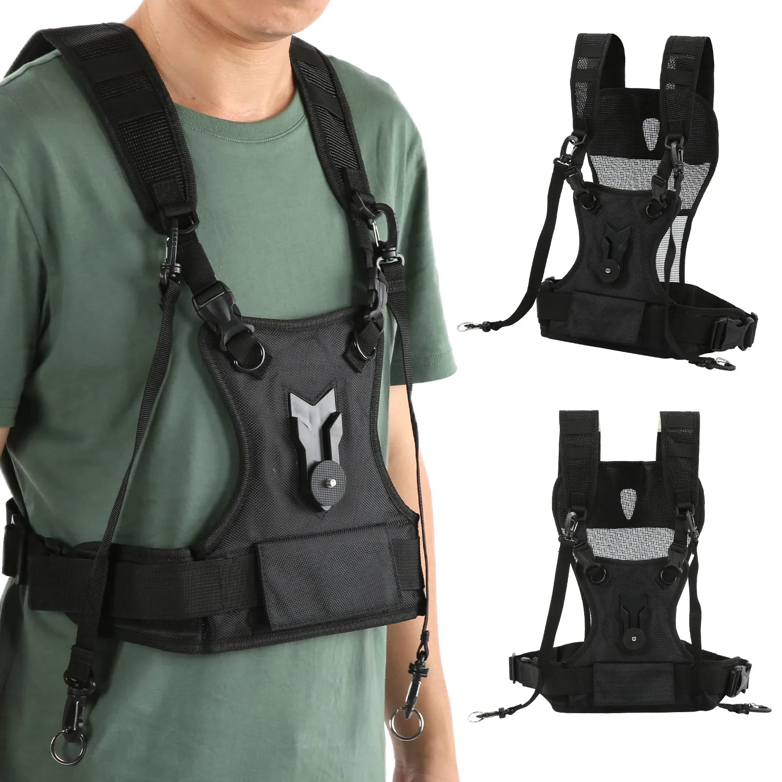 Dual Camera Harness Camera Strap Dual Strap Nylon Comfortable Breathable Adjustable Multi Carrier Chest Harness