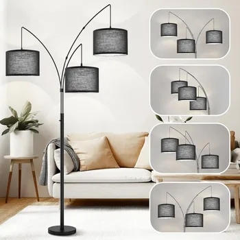3 Lights Arc Floor Lamps for Living Room,Modern Tall Standing Lamp Hanging Over The Couch with Shades & Heavy Base 5