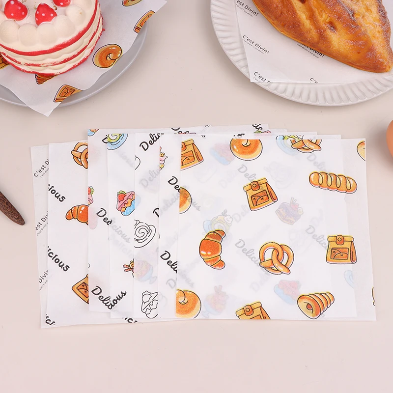 Parchment Baking Paper 50Pcs Food Grade Baking Wax Paper Food Wrappers For Cake Pastry Wrapping Grease Paper For Festival Party Bread Burger Oilpaper parchment baking paper