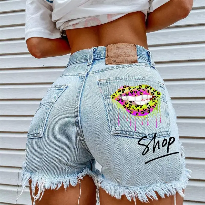 

Женские джинсовые шорты, Новинка лета 2024, повседневные шорты в европейском и американском стиле с высокой талией и бахромой, Молодежные шорты