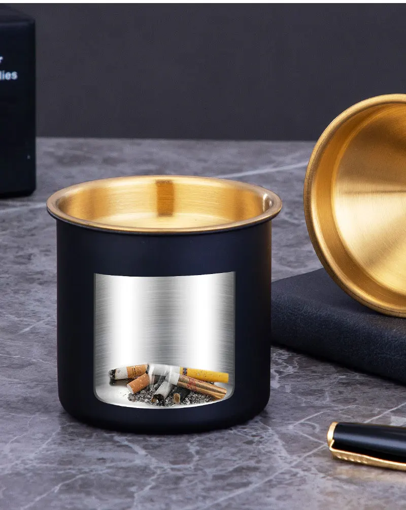 Detachable Metal Stainless Steel Ashtray Creative Funnel Windproof Car Ashtray Cup Living Room Anti-fly Ash Office Home Decor