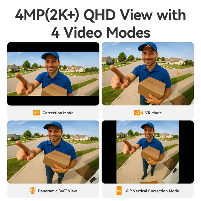 IMOU 4k Video Doorbell 3 with Chime fisheye lens Human Package Detection Rechargeable Battery Two-way Talk Waterproof 360° View 2