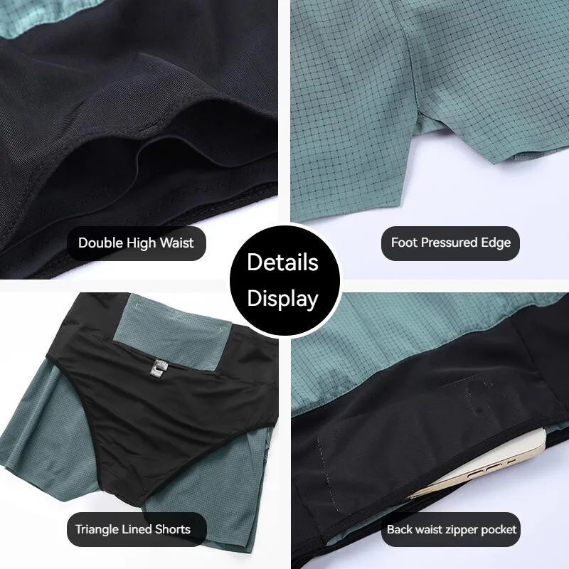 Marathon Running Shorts Men 2 In 1 Quick Dry Workout Training Fitness Jogging Multi-Pocket Man Gym Sport Shorts with Waist Pouch 6