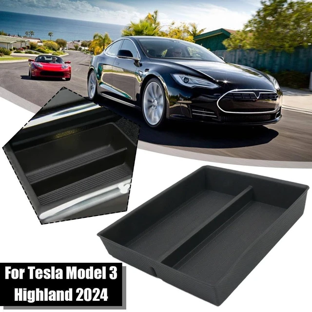 Organisateur de boîte de rangement de console centrale pour Tesla 2024  Model 3 Highland - 1 Pc (boîte d'accoudoir) / Gris