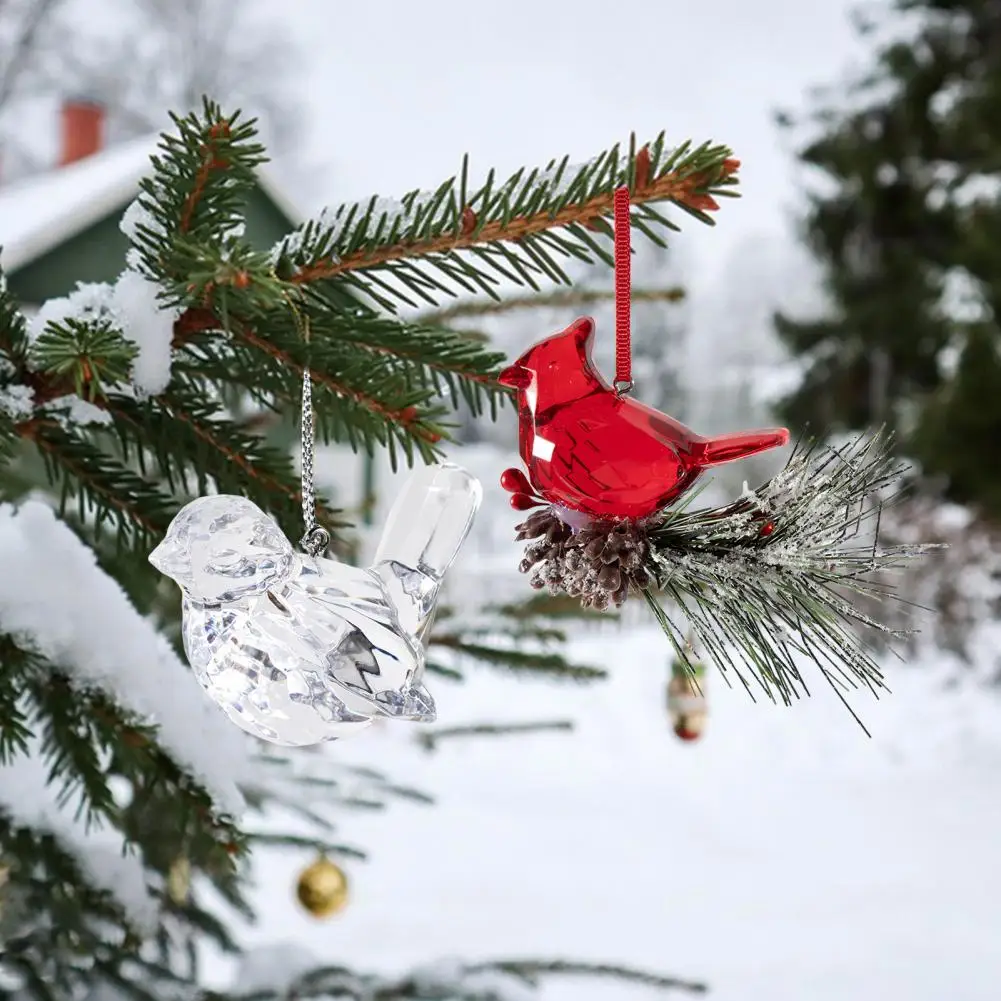 

Acrylic Bird Pendant Christmas Bird Ornament Acrylic Bird Pinecone Ornaments Fine Texture Christmas Tree Decor with Hanging