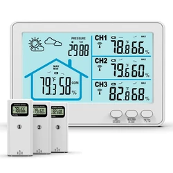 Wireless Weather Station with Color LCD: Temperature & Humidity Monitor, Freezing Point Alert, Rainproof Forecast Sensor (WHITE)