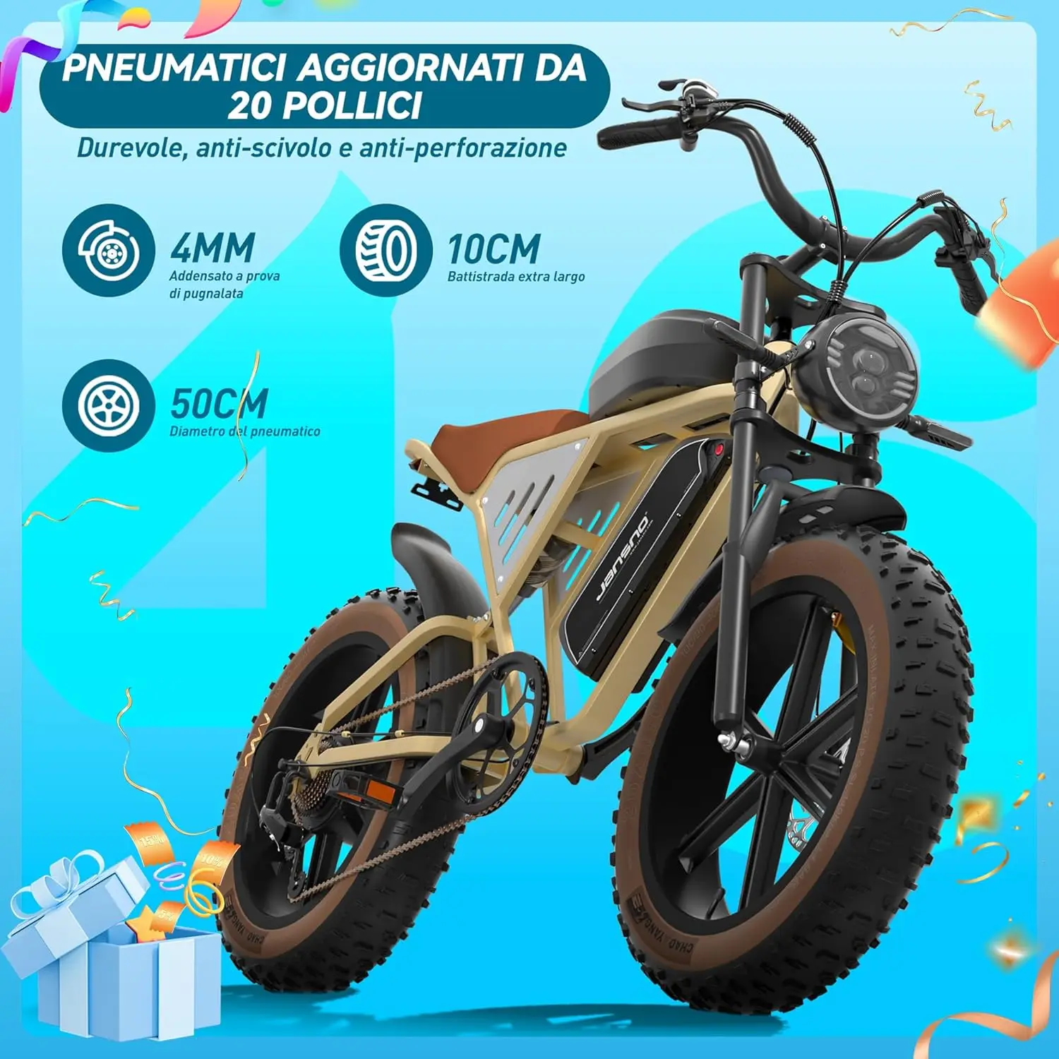 Disc Brakes Polaris E Bike Battery JANSNO X70 Electric Bike 750W