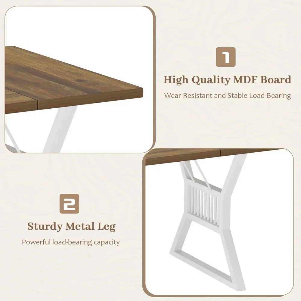 70.8 Inch Dining Table 6-8 Person, Kitchen Table with Heavy Duty Metal Legs, Farmhouse Dining Room Table for Kitchen 6