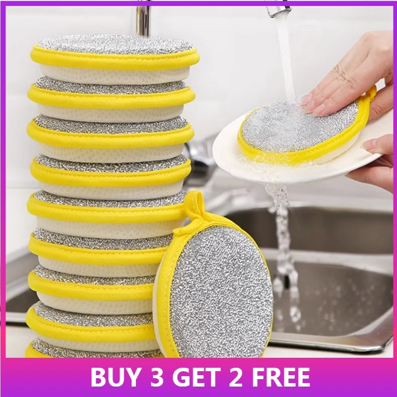 

Dishwashing Sponge Double Side Magic Sponge Pan Pot Dish Scouring Pads Household Cleaning Tools Kitchen Accessories Buy1 Get 5