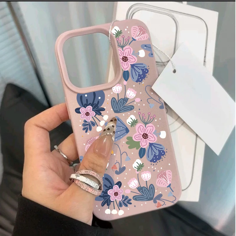 Floral Leather Texture Phone Case Cover