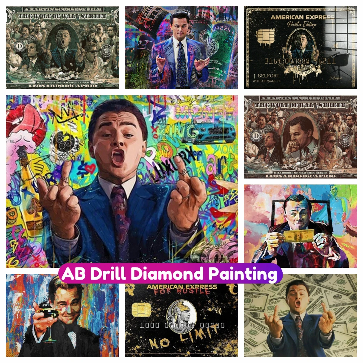 

Wolf Wall Street American Express 5D AB Drill Diamond Painting Movie Rhinestone Mosaic Embroidery Cross Stitch Kit Handicraft