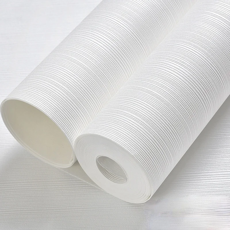 

White Stripe Nordic Modern Minimalist Plain Solid Color Vertical Non-woven Wallpaper Living Room Bedroom Background Wall Paper